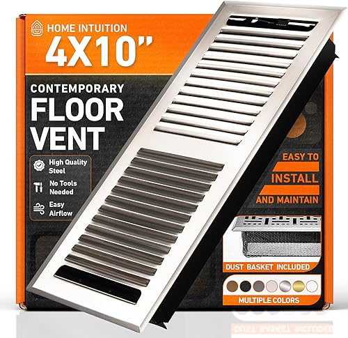 Cubiertas de ventilación de piso 4X10 Registro de piso con cubierta de malla, trampa, calor y aire, ventilación de piso de metal transitable para