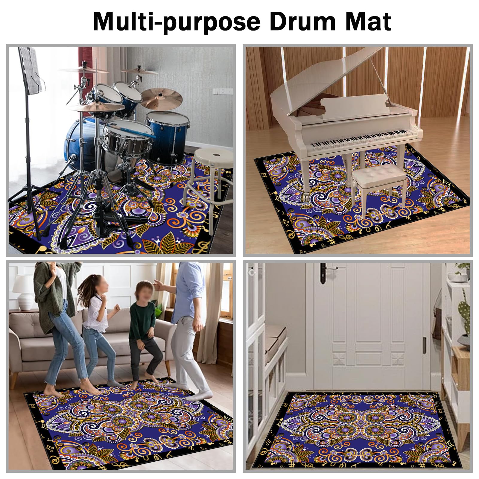 120 x 90 cm Mata perkusyjna dźwiękoszczelna mata bębnowa antypoślizgowa mata do perkusji akustycznej duża werbel zestawy perkusji elektronicznych instrumenty muzyczne mata podłogowa