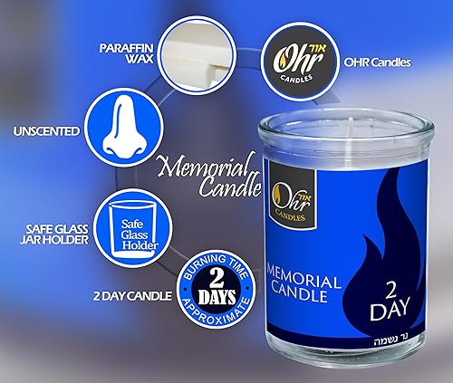 Miniatura 2 de Ohr Candles Yahrzeit - Velas conmemorativas Yahrzeit de 2 días, velas Yartzeit de 48 horas, velas judías Yom Kippur en vaso de vidrio, paquete de 3