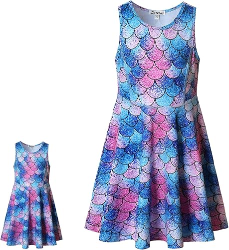 Jxstar Vestidos de flores a juego para niñas y muñecas, sin mangas, verano, 18 pulgadas, ropa para muñecas