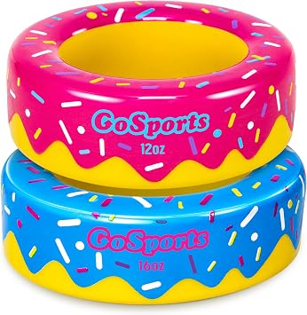 GoSports Baseball and Softball Bat Donuts - 2 Pack Baseball Drip Bat Weights - 16 oz & 12 oz