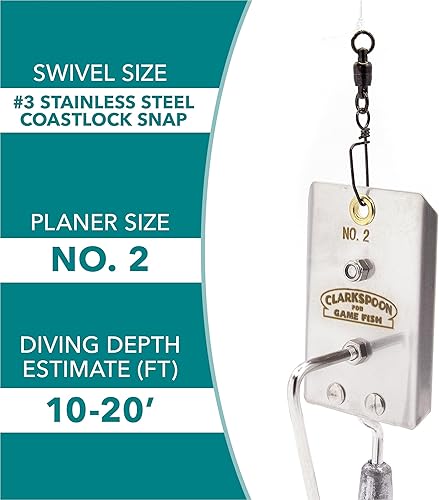 Miniatura 3 de Clarkspoon Kit de cepilladora - Cepilladora tamaño 2 con línea de mano y tamaño 0 Silver Clarkspoon - Ideal para caballa española, pescado azul,