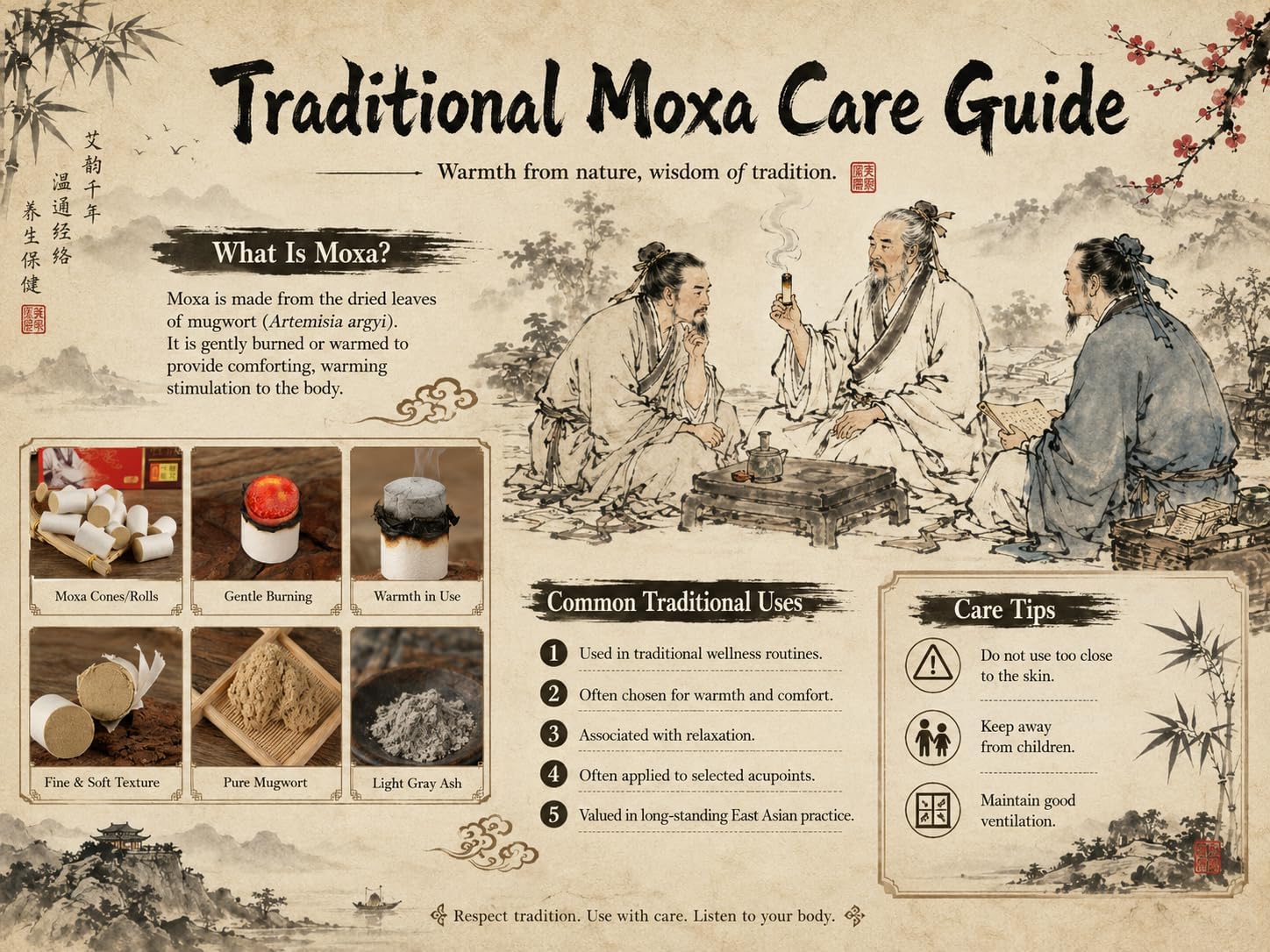 Uloveido 3-in-1 Moxibustion Burner Set with Cloth Wrap Belt, Stainless Steel Smokeless Moxa Holders, 60:1 Pure Mugwort Moxa Rolls for Waist Abdomen Back Shoulder Relaxation image 3