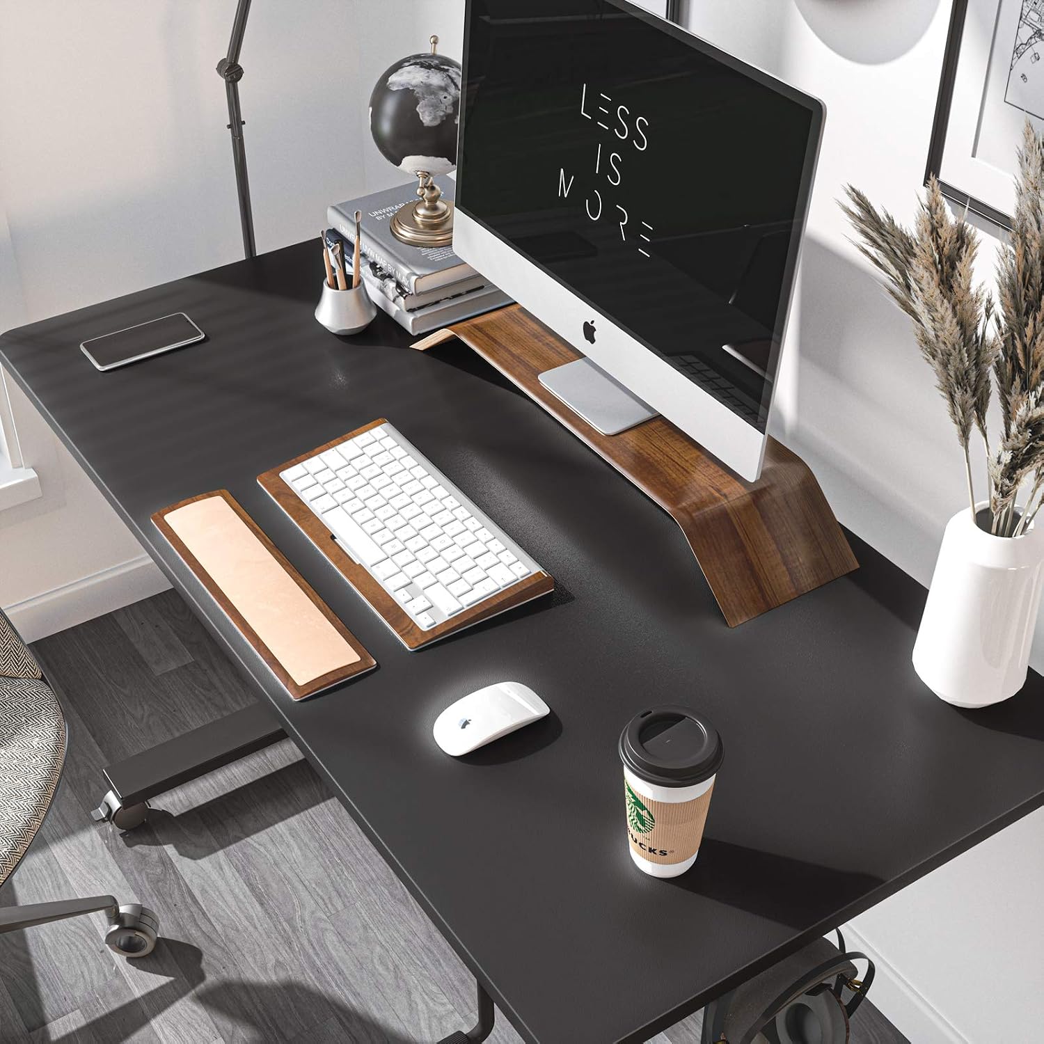 FEZIBO Crank Adjustable Height Standing Desk, 40 x 24 Inches Manual Stand up Desk, Sit Stand Desk with Handle, Home Office Desk with Black Top and Black Frame