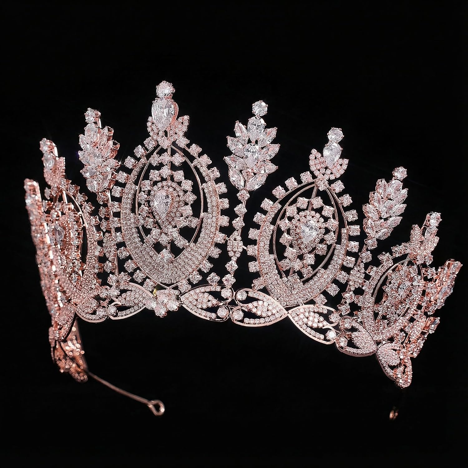 QXMYOO Tall Royal Queen Crown Cubic Zirconia Gold Silver Large Wedding Tiara for Bride Prom Quinceanera Pageant Princess Headpieces Birthday Party CZ Bridal Hair Accessories