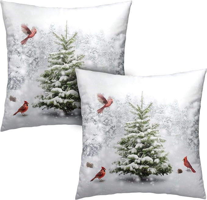 Amazon.com: Kwlegh Winter Throw Pillow Covers 18X18 Snowy Natural ...