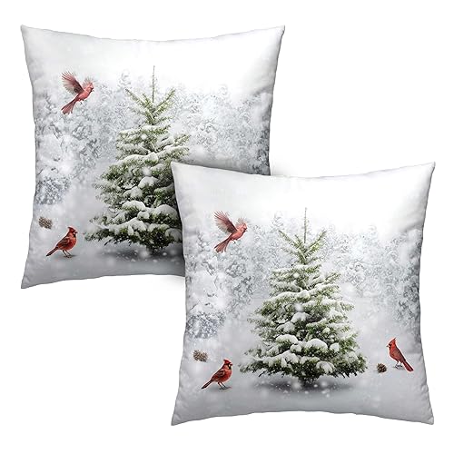 Winter Throw Pillow Covers 18X18 Snowy Natural Forest Decorative Pillow