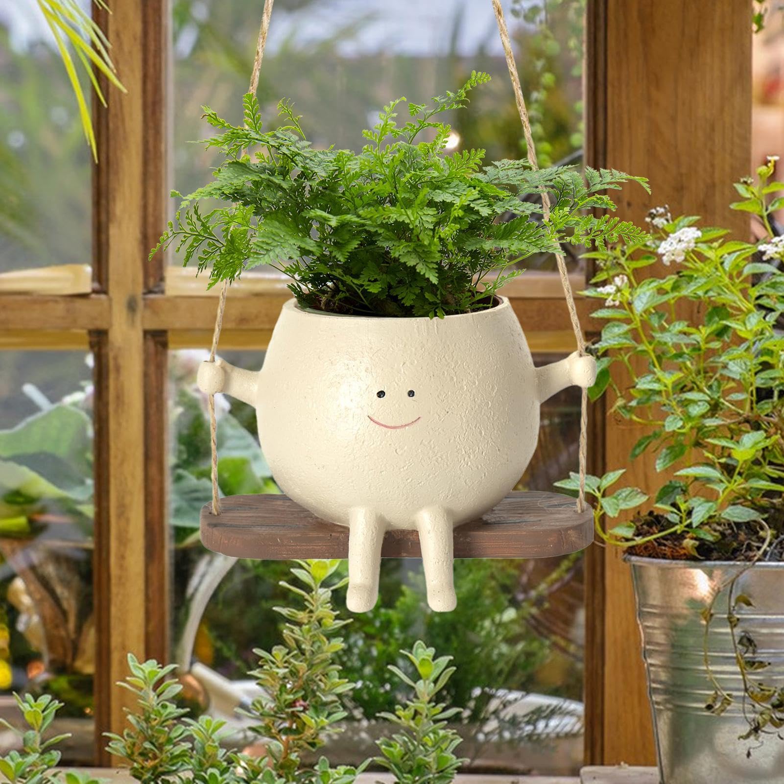 素焼きポット　プランター　植木鉢　フェイス　スマイリー　大小2個セット Amazon.co.jp: スイングフェイスプランターポット 吊り下げスマイル