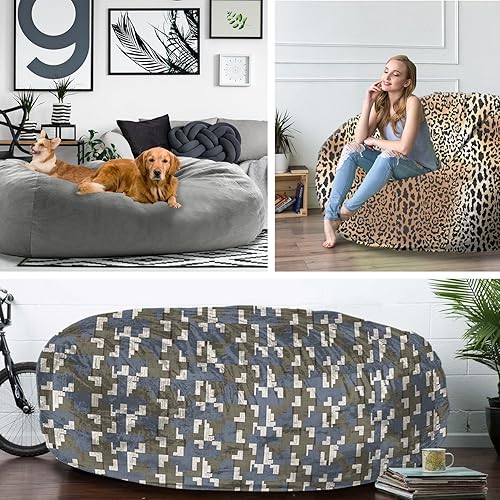 Miniatura 7 de Sun and Moon Stars - Funda para silla puff de 6 pies (sin relleno, solo funda) Funda bohemia de terciopelo holandés con diseño de estrellas y sol