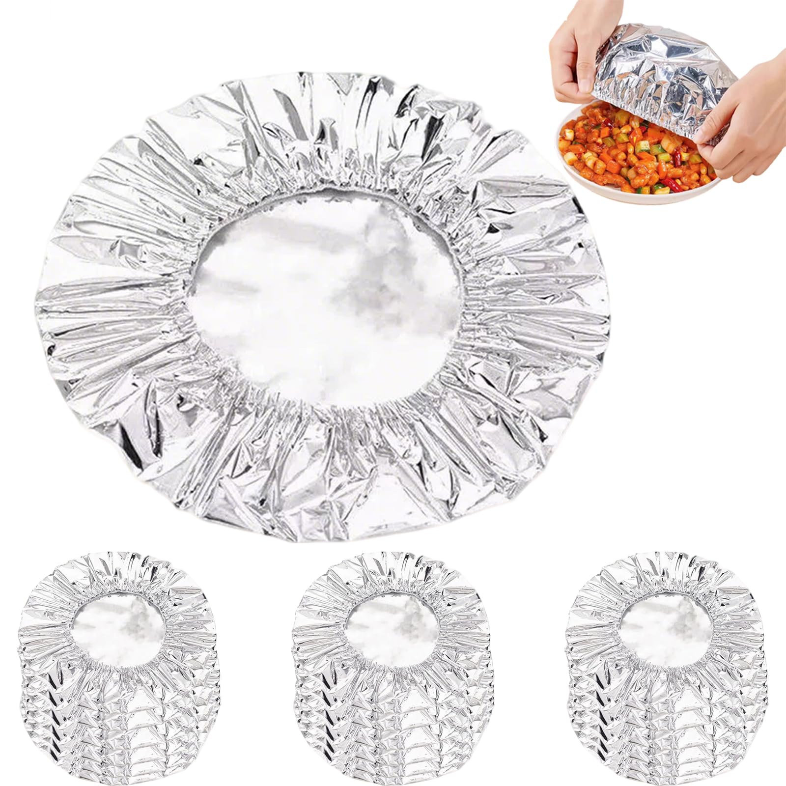 Reusable Insulated Aluminum Foil Food Covers Stretch Fit Foods Lids for Kitchen Bowls Plates Leftover Storage and Outdoor Picnic BBQ (30)