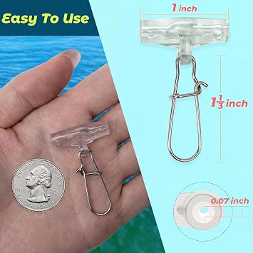 Sinker Slides Stainless Steel Fish Line Clips with Dou Lock Snaps, Suitable for Varieties of Fishing Gears, Fish Lures Sinkers Floats Split Shot Swivel Hook Fishing Tackle Catfish Rig