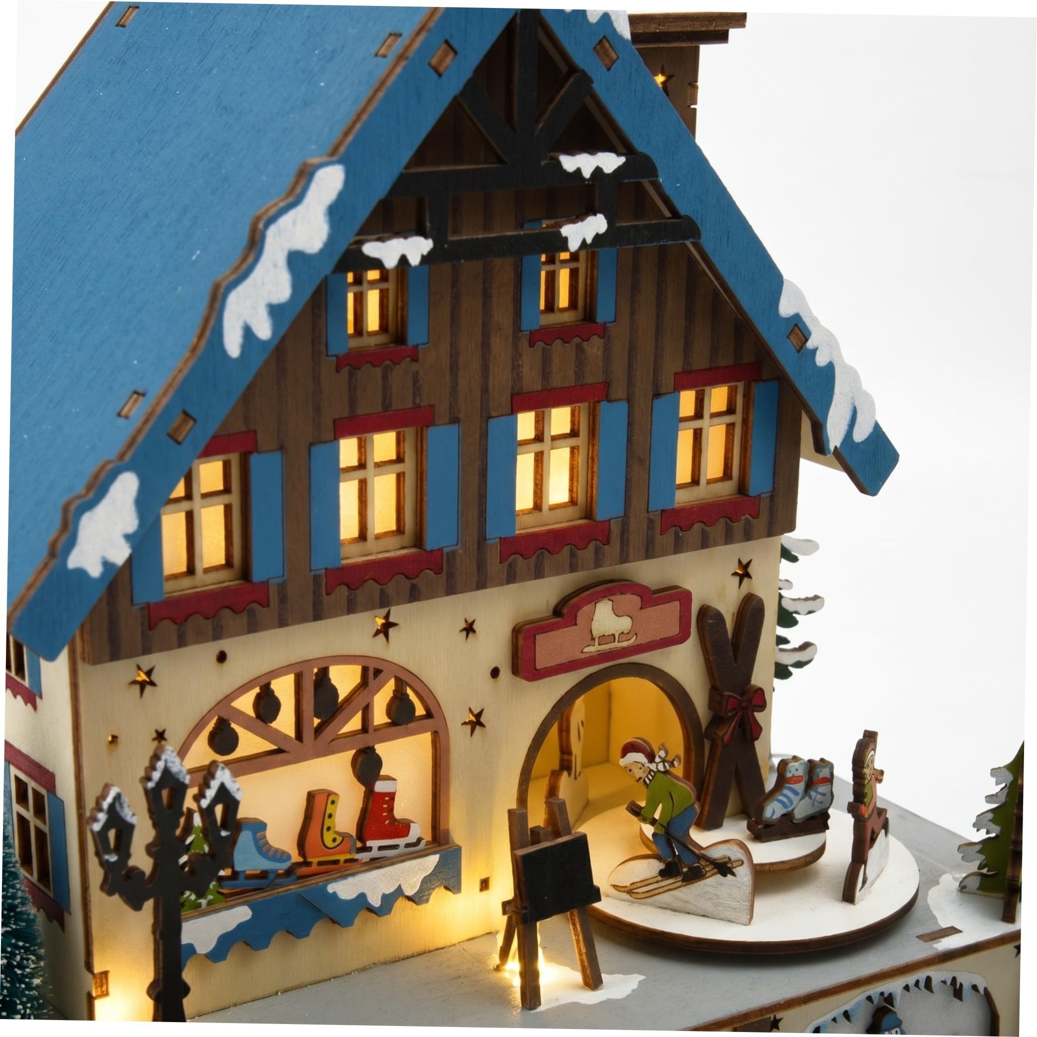 PRETYZOOM Decorazione Natalizia in Legno con LED Luminoso Piccola Scultura da Tavolo per Atmosfera Festiva e Decorazione Natalizia Accogliente