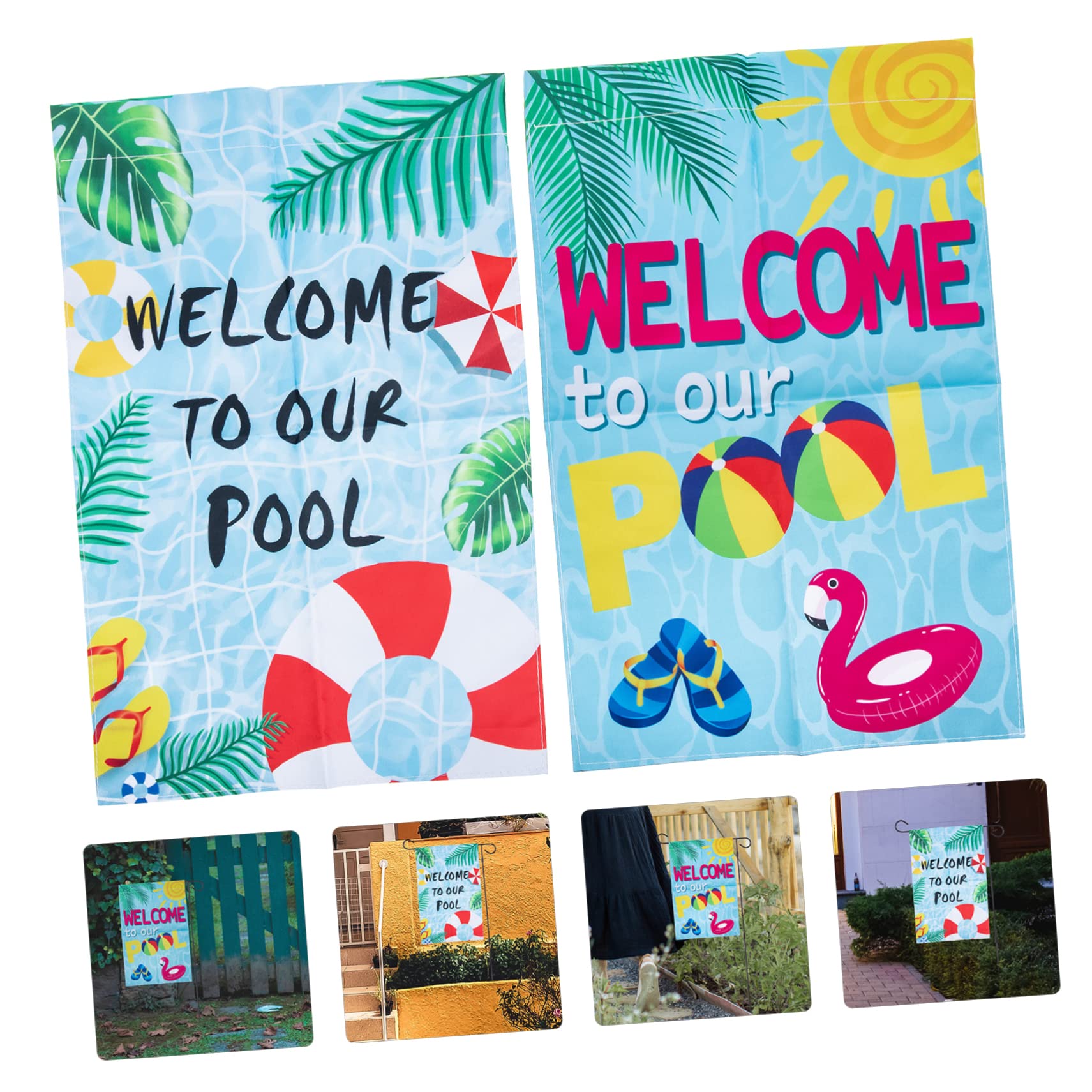 TOYANDONA 5 Sätze Gartenfahne Outdoor- Sommer-pool-gartenflagge Außenflagge Willkommensfahnen Für Den Sommerpool Gartenflagge Für Pool Garten Hof Flagge Polyestertuch Bunt 2 Stücke * 5