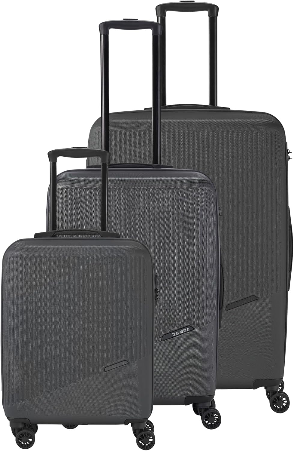 travelite 4-wheel suitcase set 3 pieces sizes L/M/S, BALI: ABS hard-shell trolleys with TSA combination lock (hand luggage cases without TSA)