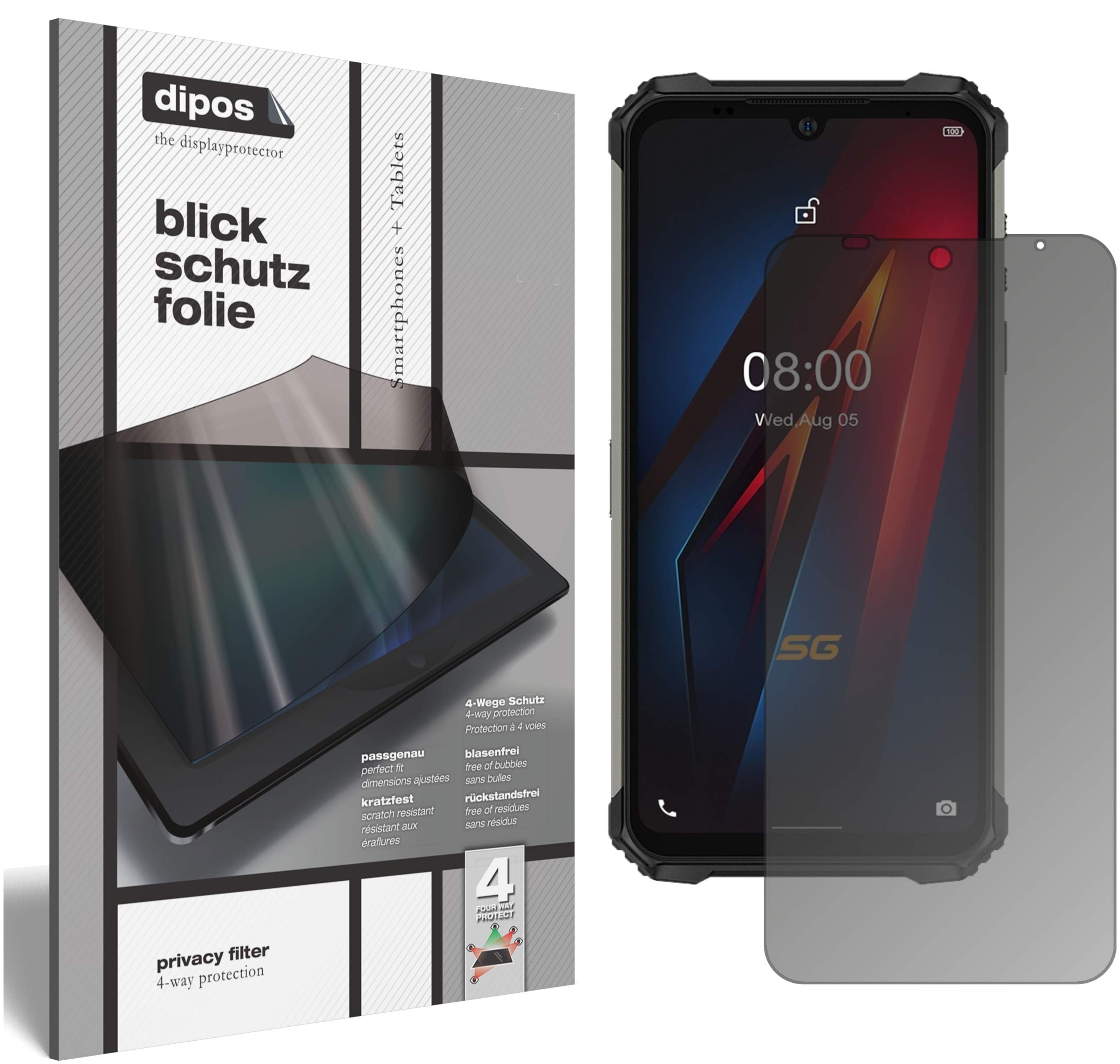 Dipos Pellicola Protettiva Privacy 4 Lati Per Ulefone Armor 7 - Anti-Sguardi, Resistente Ai Graffi, Made In Germany