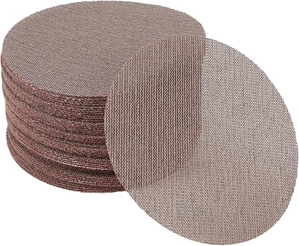 50 Pcs 6 Inch Abranet Sanding Mesh Anti-Clog Hook Loop Dust Free Net Sandpaper 100 Grit Brown Aluminum Oxide