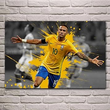 Amazon Co Jp ネイマールサッカーサッカー選手キャンバスプリントポスターhdプリント壁アート写真リビングルーム家の装飾写真 40x60cm フレームなし ホーム キッチン