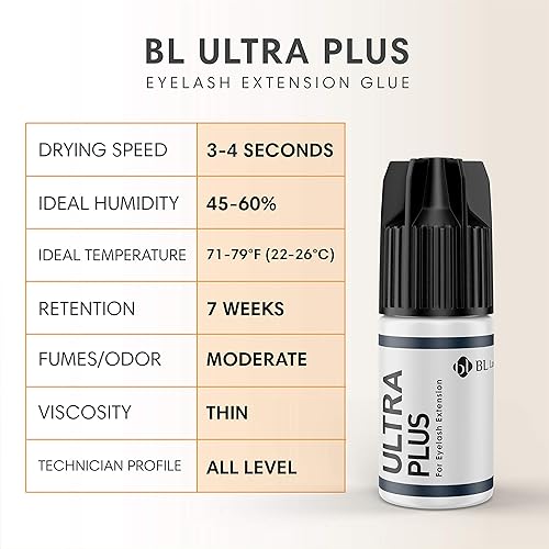 Miniatura 4 de BL Lashes Ultra Plus - Pegamento de extensión de pestañas extra fuerte, secado de 2 a 3 segundos, gran retención de 7 semanas, adhesivo negro, larga