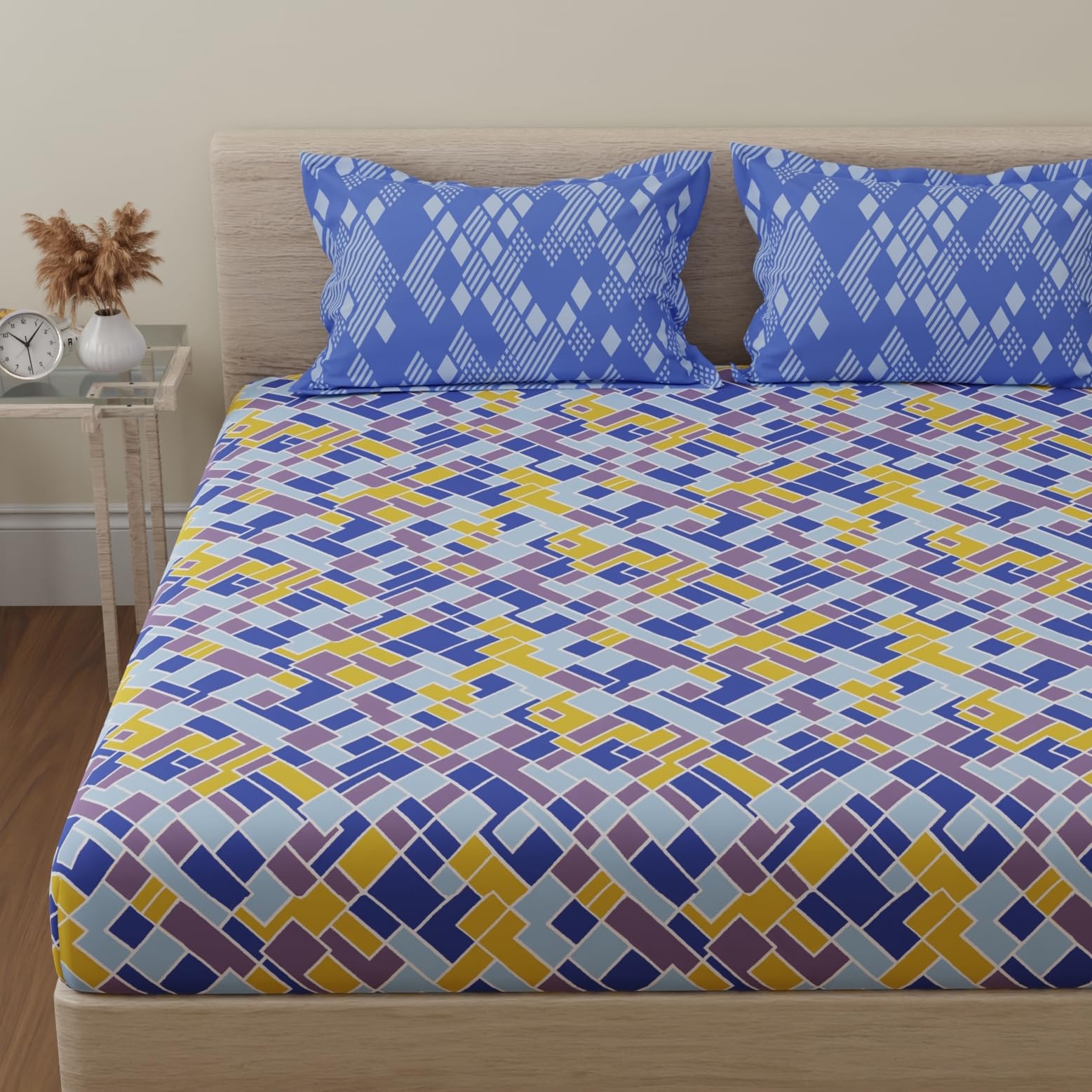 Huesland Cotton Fitted Sheet - Single Bed, Paisley Design -23