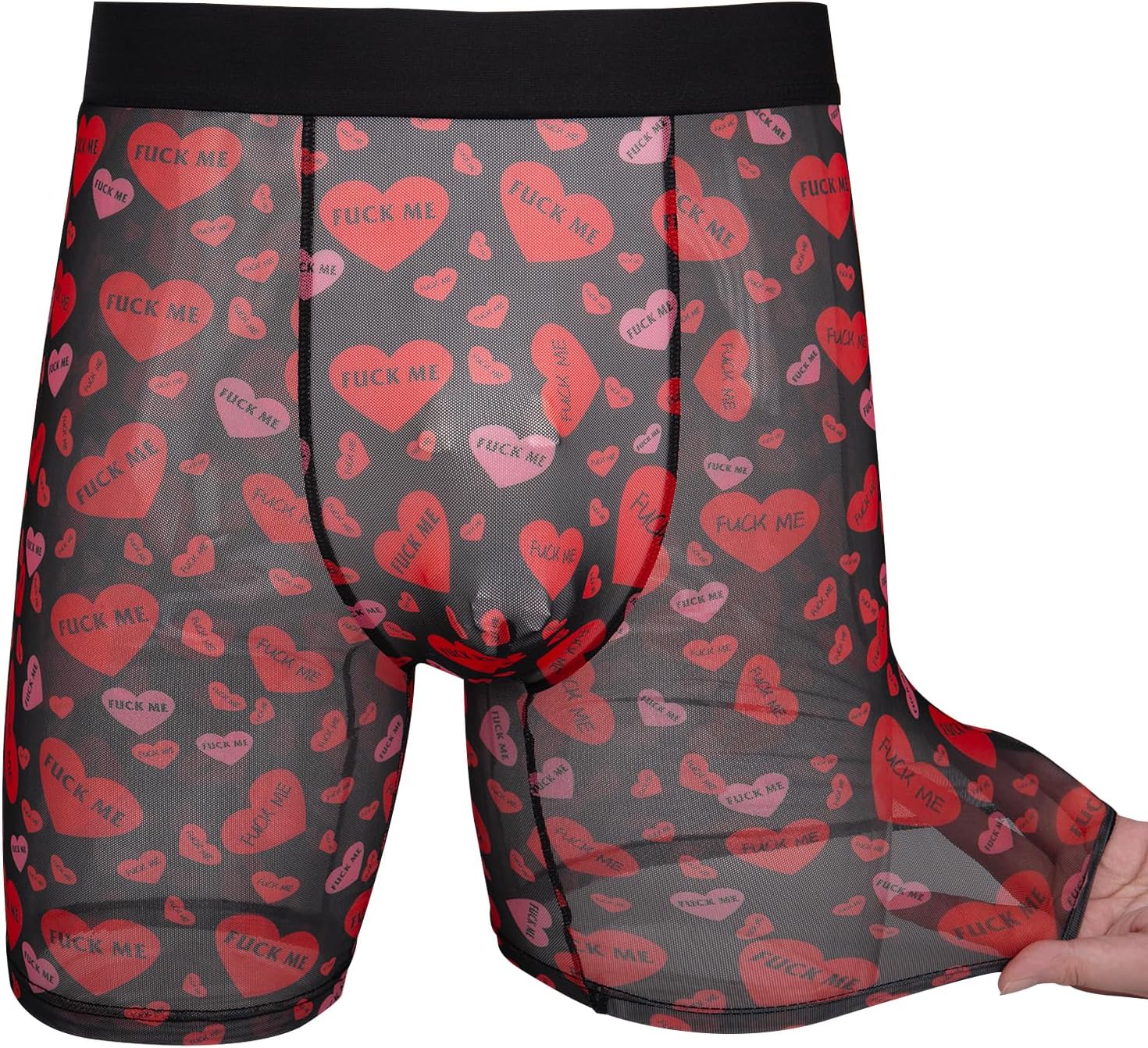 Evankin Mens Valentines Boxer Briefs, Funny Novelty Underwear, Long Leg Breathable Trunks Lingerie Underpants Shorts