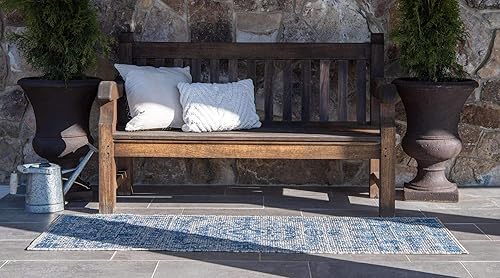 Miniatura 4 de Unique Loom Outdoor Traditional Collection - Alfombra de área (2 x 8 pies, color azulgris)