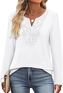 Boho Tops for Women Blouses Dressy Casual V Neck Long Sleeve Shirts Fall...