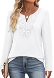 Boho Tops for Women Blouses Dressy Casual V Neck Long Sleeve Shirts Fall Outfits Trendy Vacation Clothes