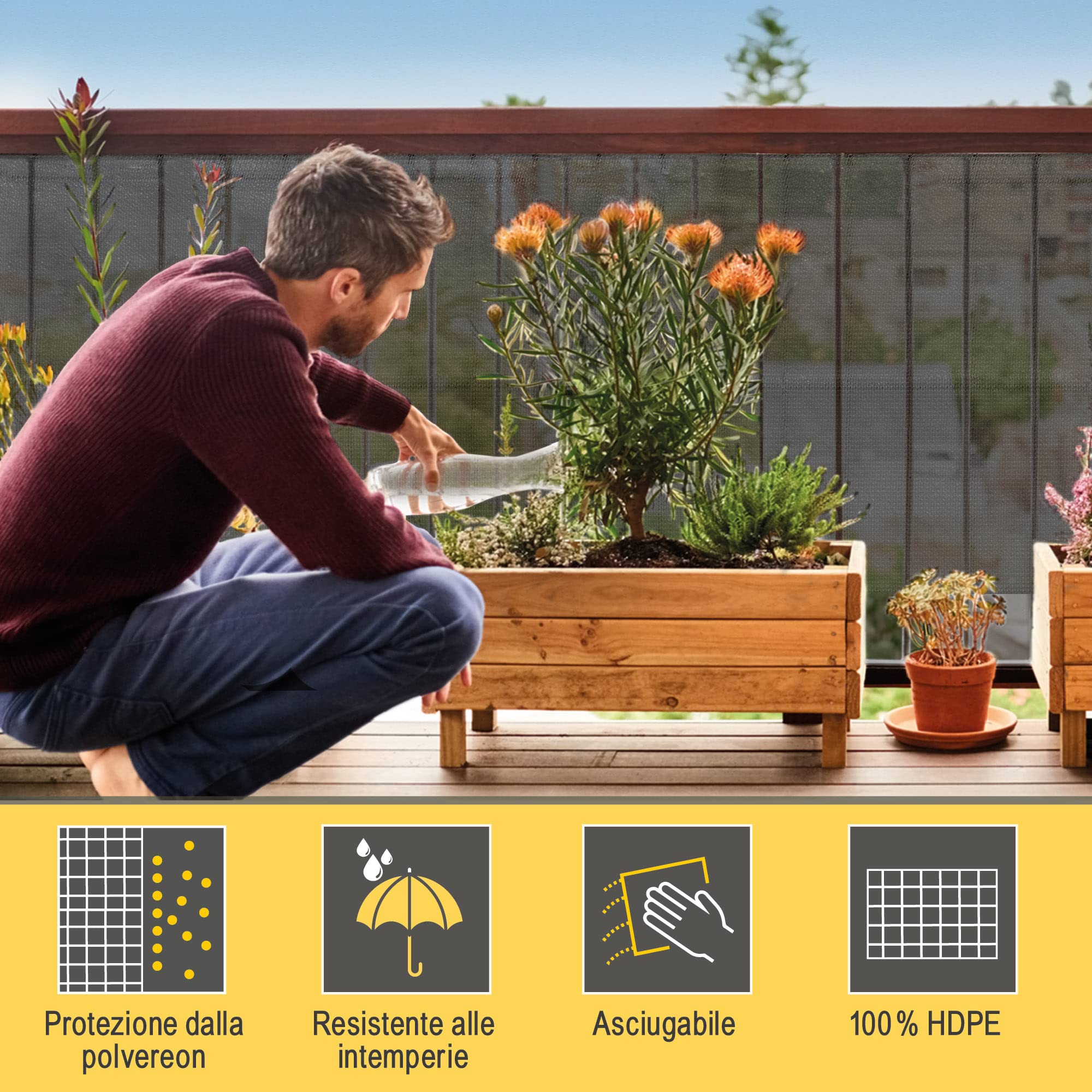 Sol Royal Telo ombreggiante Rete frangivento frangivista Tessuto HDPE serra | 5000x100cm Antracite con Fascette per Serra Giardino e Balcone Recinzione protezione copertura SG80