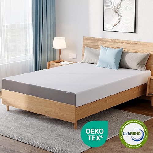 Miniatura 3 de Amazon Basics - Colchón de espuma viscoelástica de felpa, tamaño Queen, blanco/gris, 80 x 60 x 8 pulgadas