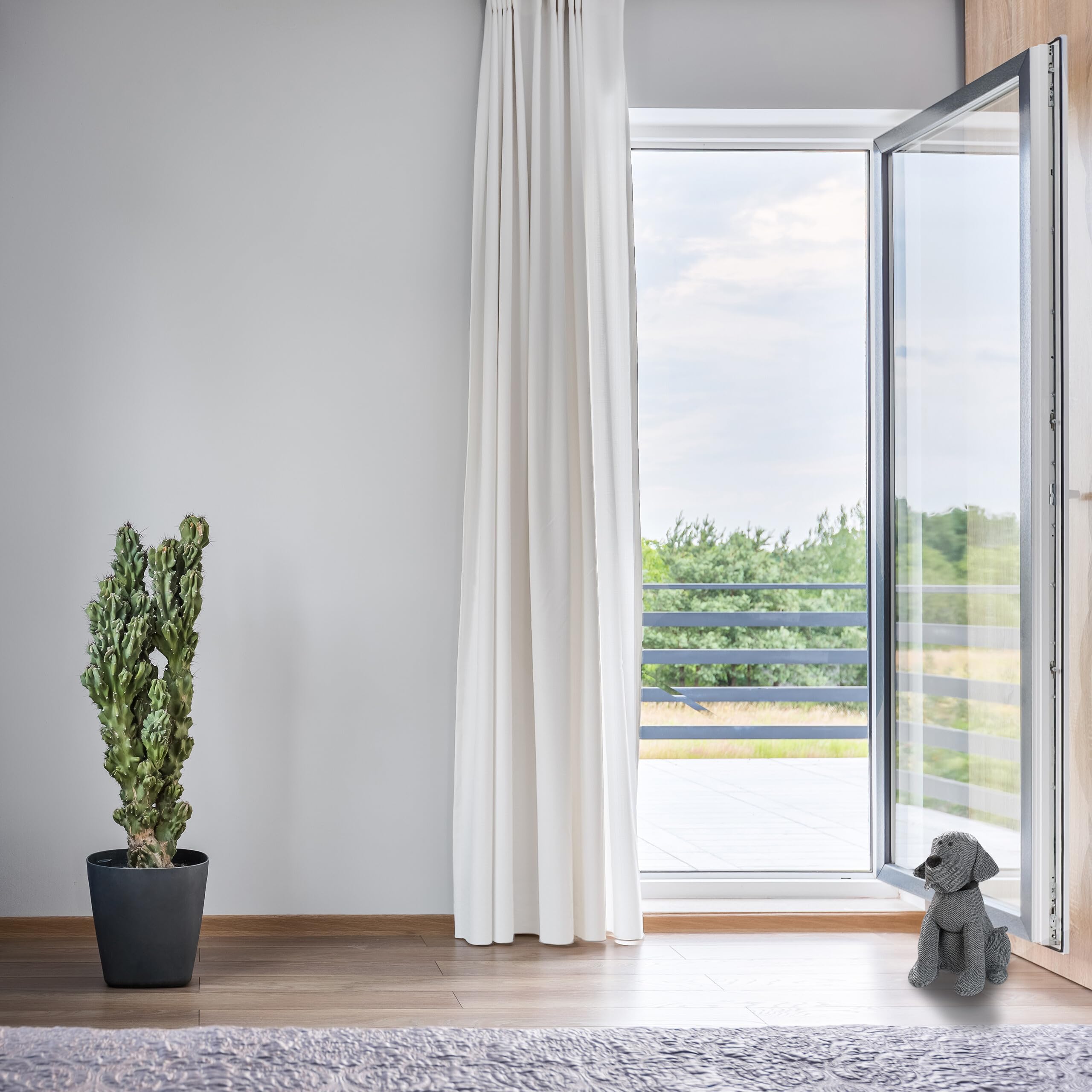 Relaxdays 5 Topes para Puertas con Forma de Perro, Decorativo, Relleno, Interior, 33 cm, Gris