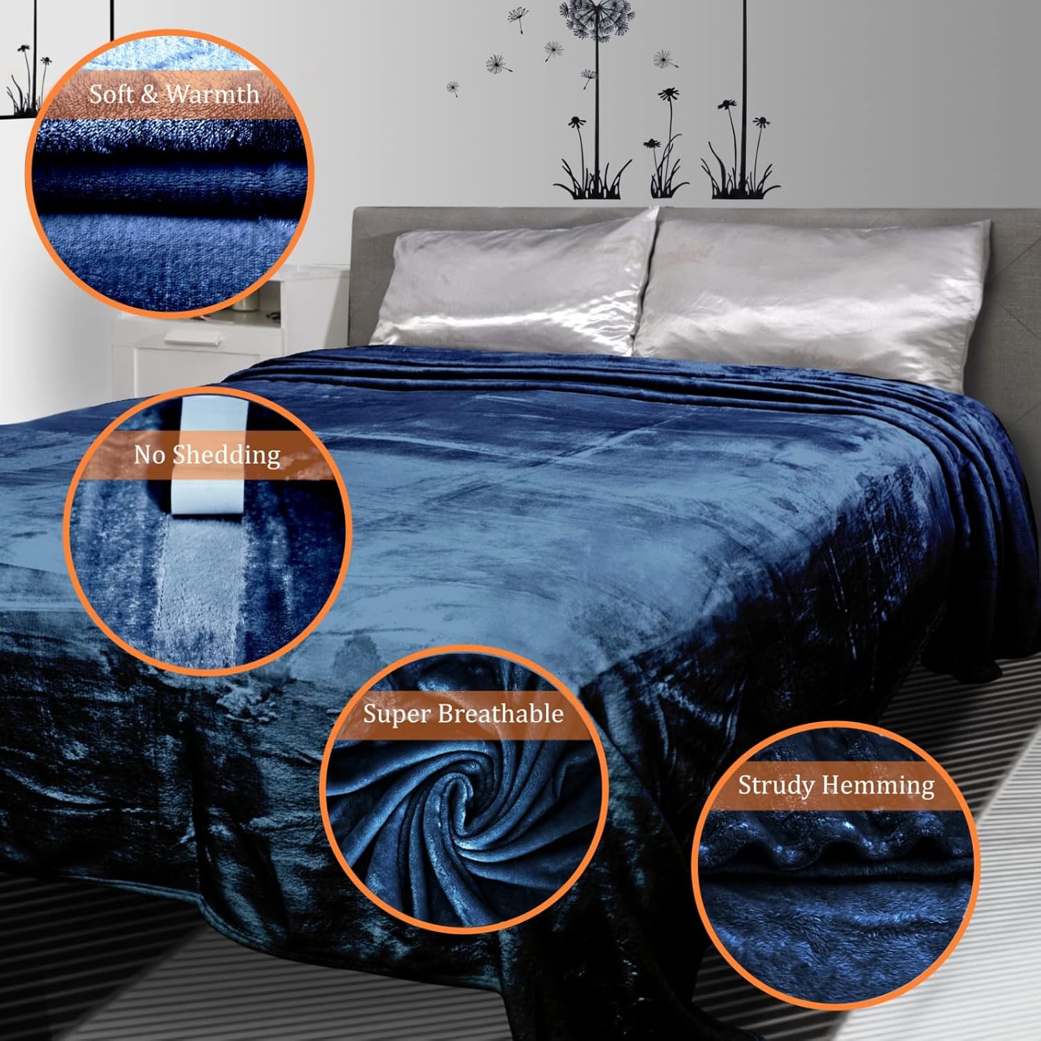 Fleece Throw Blanket 350GSM Cozy Soft Plush Lightweight Thick Blanket Blankets for Bed, Couch, Travel, Camping Warm Soft Blankets and Throws for Sofa Suitable All Seasons (Blue Grey, Full/Queen)