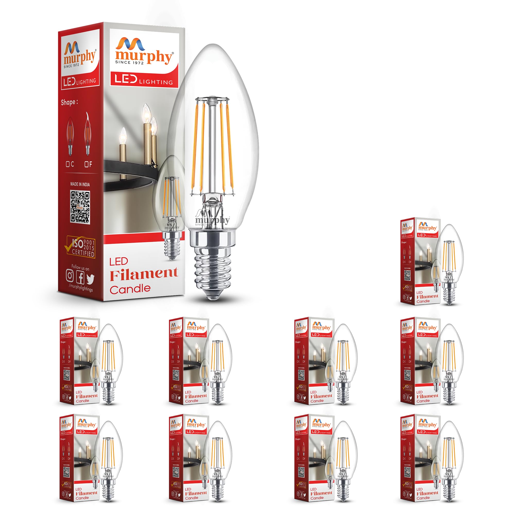 Vintage LED Candle Bulbs - Edison Filament Style -12 Vintage LED Candle Bulbs - Edison Filament Style -12