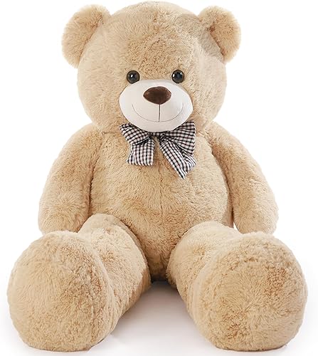 Poutmac Oso de peluche grande de 4 pies suave y gigante para novia, mujeres, niños, para San Valentín, Navidad, cumpleaños (marrón claro, 47 Poutmac Oso de peluche grande de 4 pies suave y gigante para novia, mujeres, niños, para San Valentín, Navidad, cumpleaños (marrón claro, 47