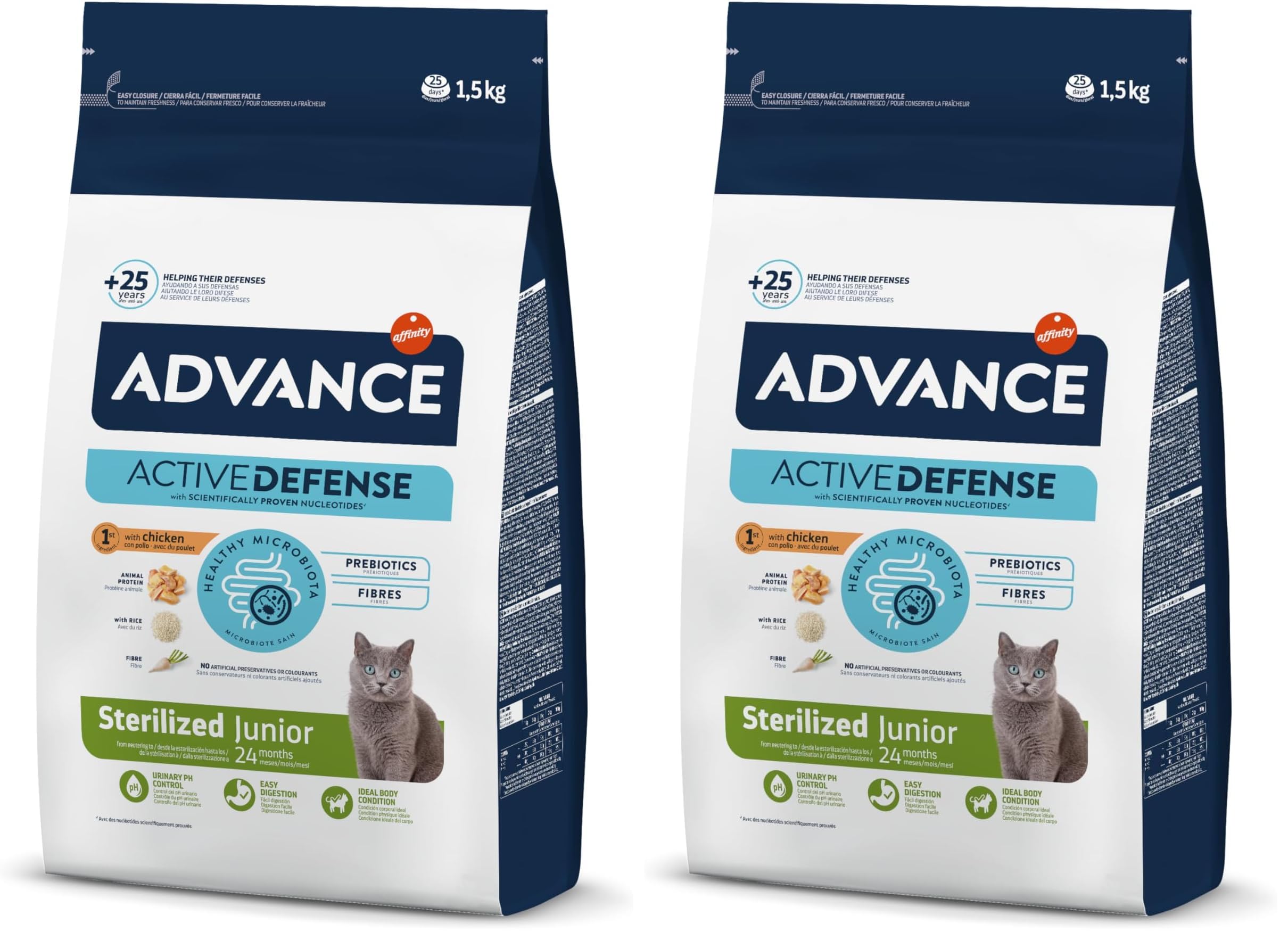 Advance Cat Junior Sterilized, Sterilized Junior Kitten Food with Chicken, 3.3 lbs (Pack of 2)