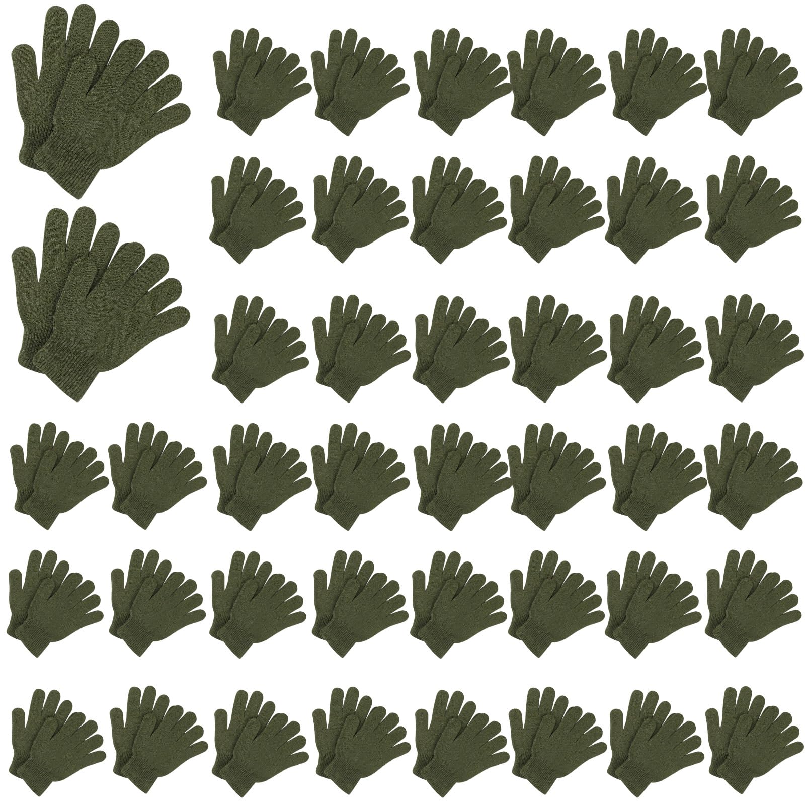 Handepo 100 Pair Winter Knit Gloves Bulk for Adults