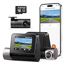 70mai Dash Cam Auto A510 Full-HD con Scheda SD da 64GB, 1944P Doppio Dashcam con GPS e WiFi, Visione Notturna, Registrazione in Loop, Modalità Parcheggio 24H, Controllo Tramite App, Massimo 256GB