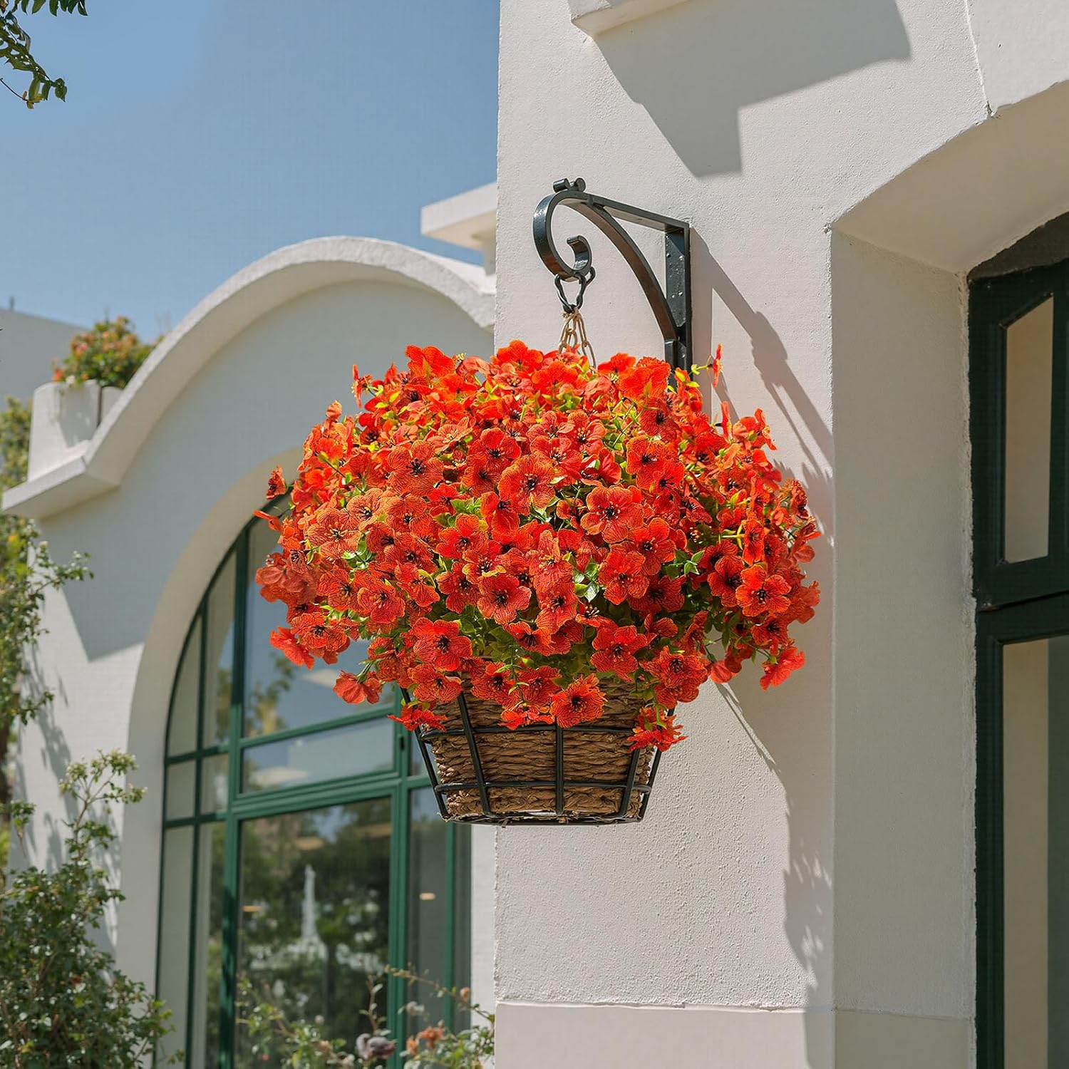 Artificial Flowers for Outdoors Indoors Fake Daisy Flowers Plants for Outside 12 Bundles Garden Home Decoration for Patio Porch Window Box Home Wedding Farmhouse Outside Hanging Decor (Orange)
