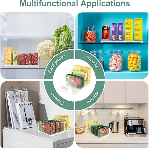 Miniatura 7 de Organizador de congelador de 12 pulgadas visible para refrigerador con divisores y asas extraíbles, ajustable libremente, se adapta al refrigerador