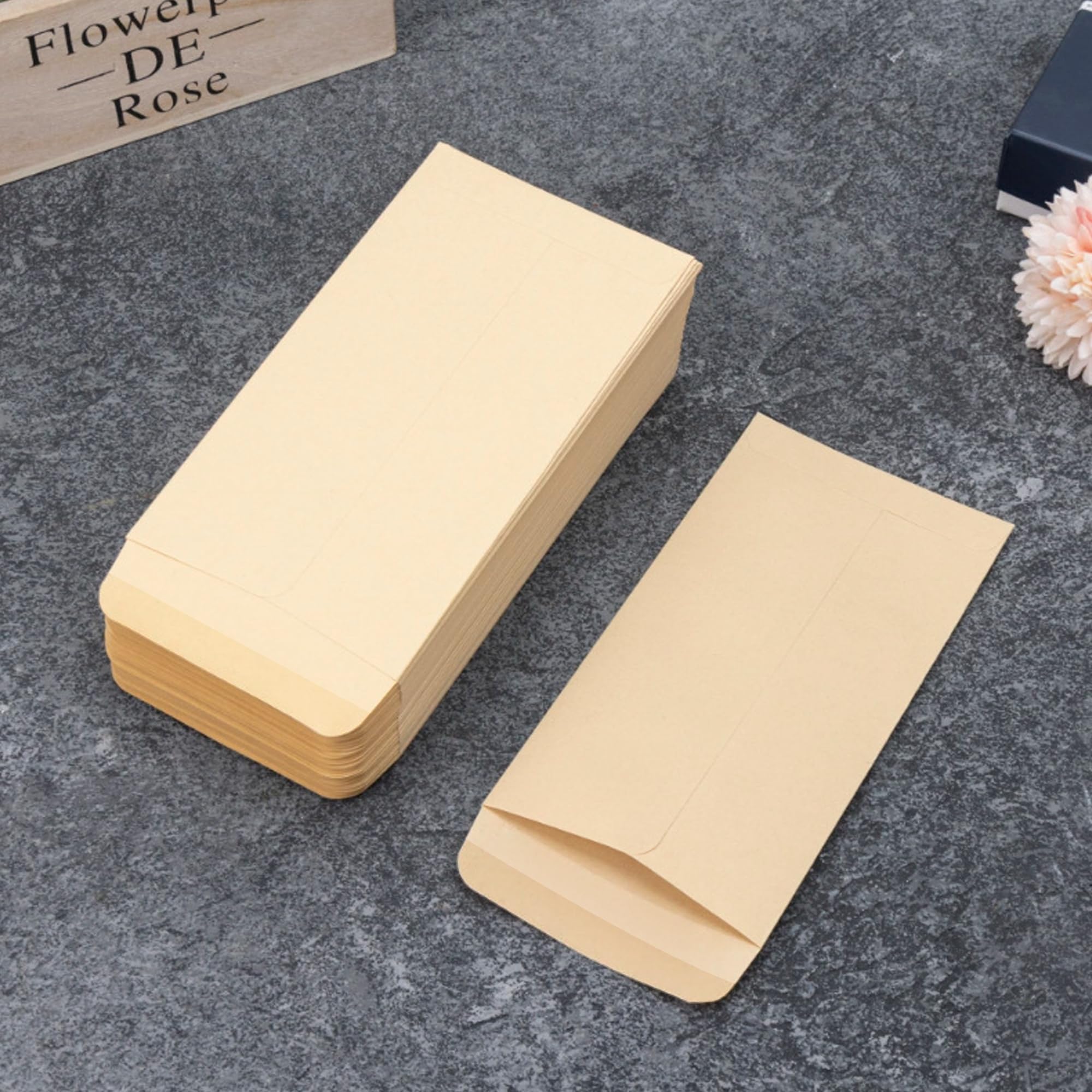 VANRA 150 Buste per Monete in Carta Kraft con Linguetta Gommata 8,9 x 16,5 cm