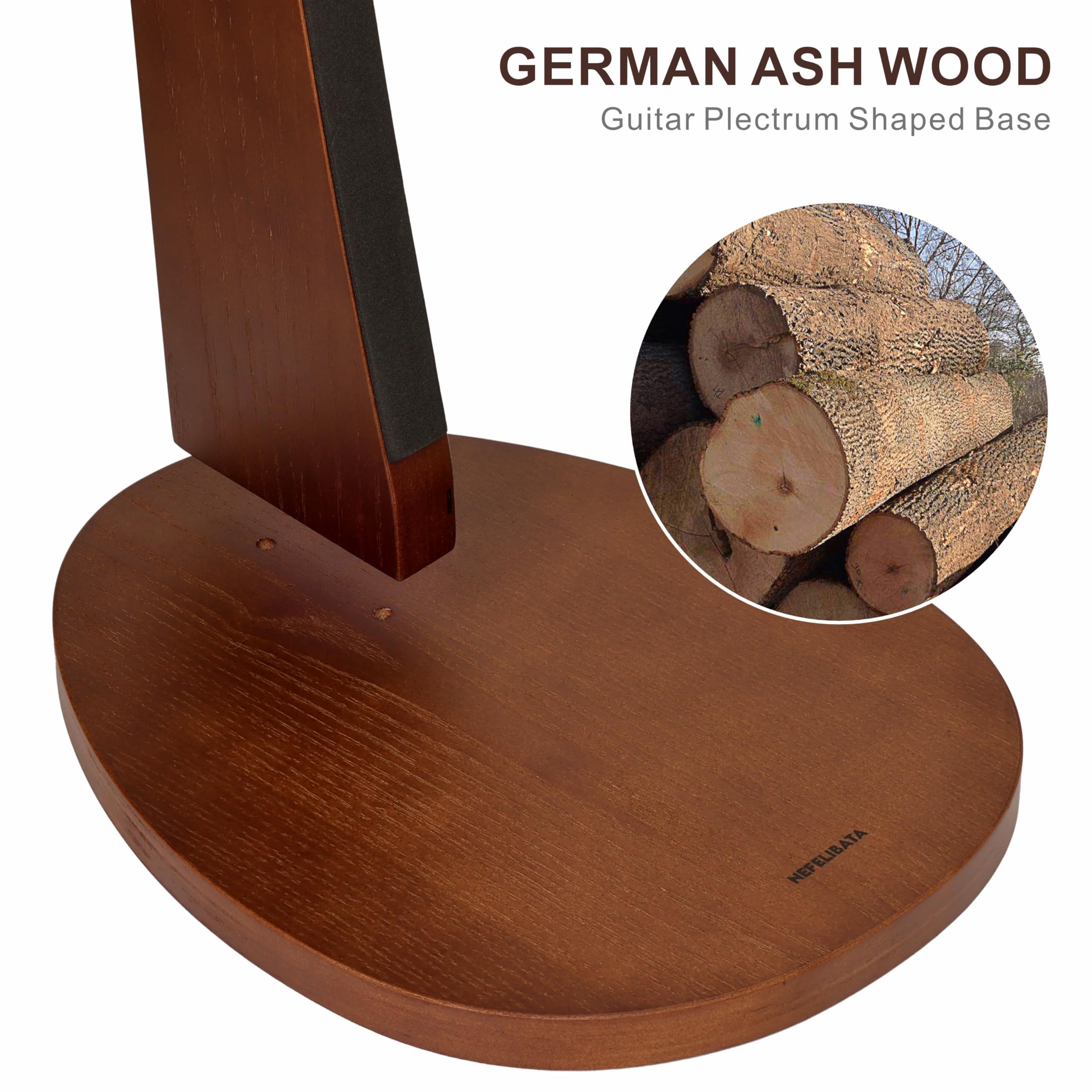 Nefelibata Supporto per chitarra in legno, realizzato a mano, in legno di frassino massiccio, design semi-curvo, ideale per chitarre acustiche, chitarre classiche, banjo, mandolini(marrone scuro)