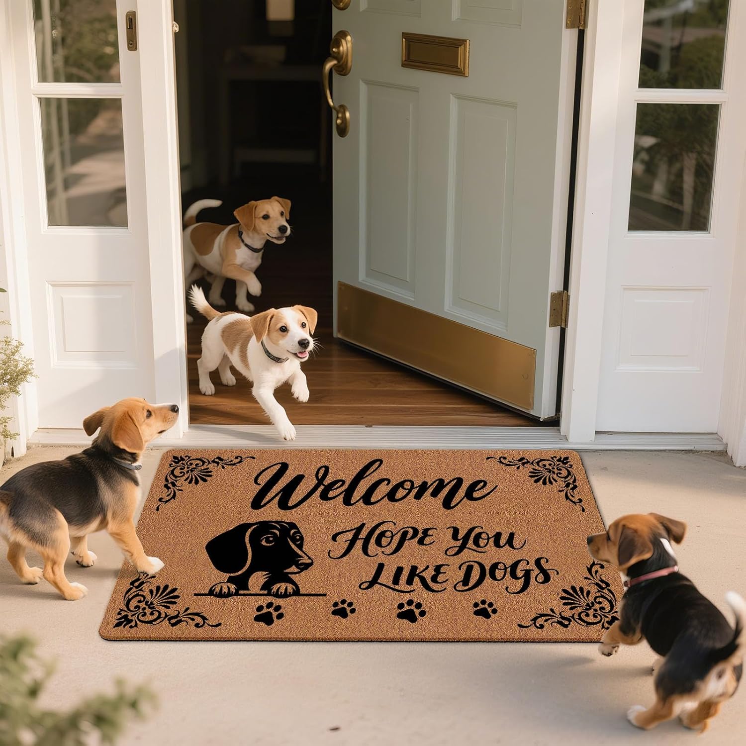 Hope You Like Dogs Door Mat 30x17 Inch, Funny Dog Doormat, Indoor Outdoor Welcome Mat for Entryway with Non-Slip PVC Backing Rubber, Front Porch Rug for Indoor Outdoor, Pet Lovers Gift