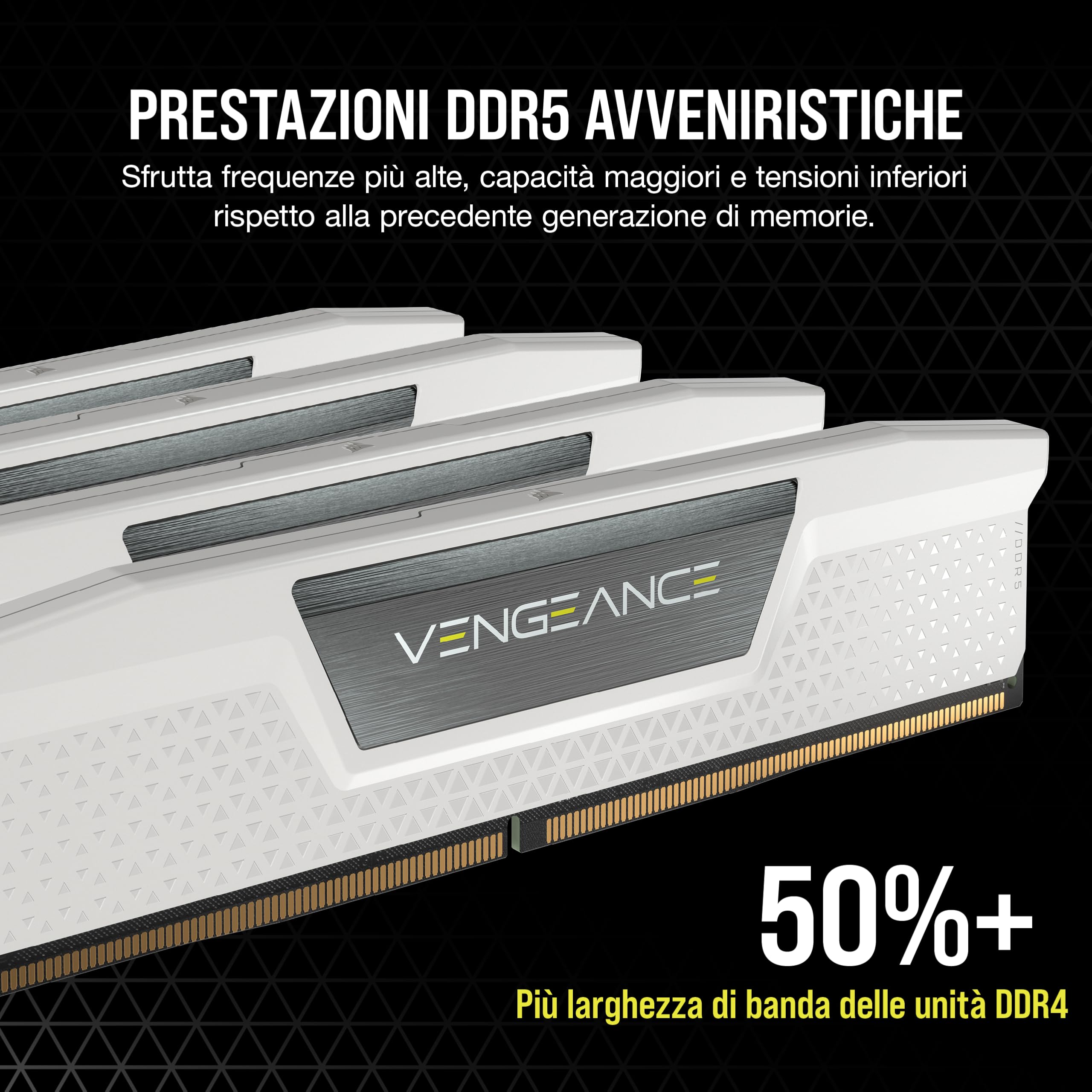 CORSAIR VENGEANCE DDR5 32GB (2 x 16GB) Fino a 6400MHz AMD INTEL RAM | Memoria Per Computer Desktop, Compatibile con AMD EXPO e Intel XMP 3.0, CL36, Bianco, CMK32GX5M2B6400Z36W