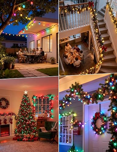 Miniatura 7 de Brightever Luces de Navidad inteligentes C9 para exteriores, 99 pies, 150 luces LED RGB de Navidad con control remoto y sincronización de música,