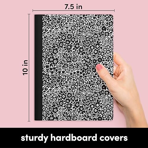 Miniatura 3 de PAPERAGE Paquete de 6 cuadernos de composición, 140 páginas, 3 cubiertas decorativas únicas con papel rayado universitario (estampado floral