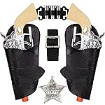 ArtCreativity Cowboy Toy Gun Holster and Belt 9 Piece Set for Kids. 2 Toy Pistols, 1 Sheriff Badge, 2 Gun Holsters, and 3 Play Bullets, 1 Adjustable Belt, Old Western Action Belt for Sheriff