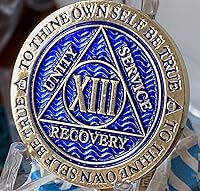 Vista 4 de Medallón AA de 13 años color azul polvoriento chapado en oro Chip XIII