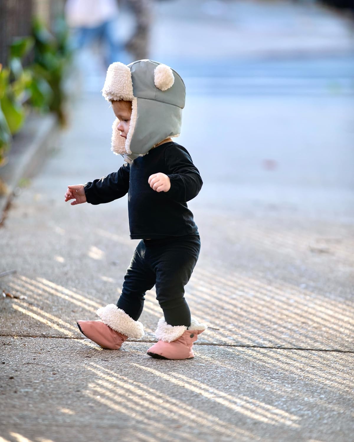 7AM Toddler & Infant Winter Hat - Cute Bear Ears with Two Snap Neck, Water Repellent | Winter Hat Extra Cozy Sherpa Lining