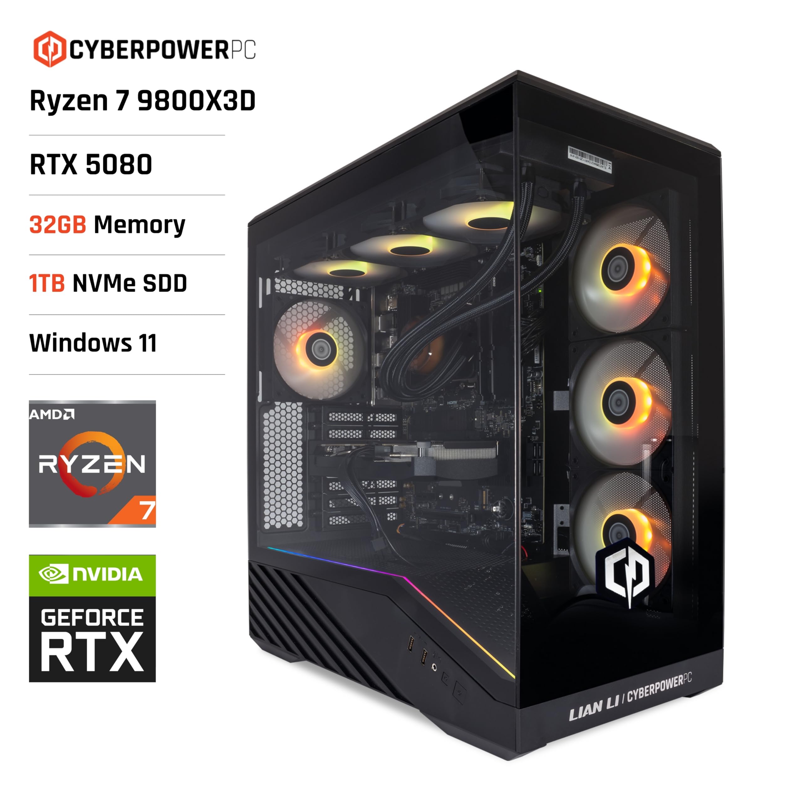 まつ ゲーミングPC（Ryzen 7 9800X3D/RTX5080） CyberPowerPC Luxe Gaming PC - AMD Ryzen 7 9800X3D, Nvidia RTX 5080