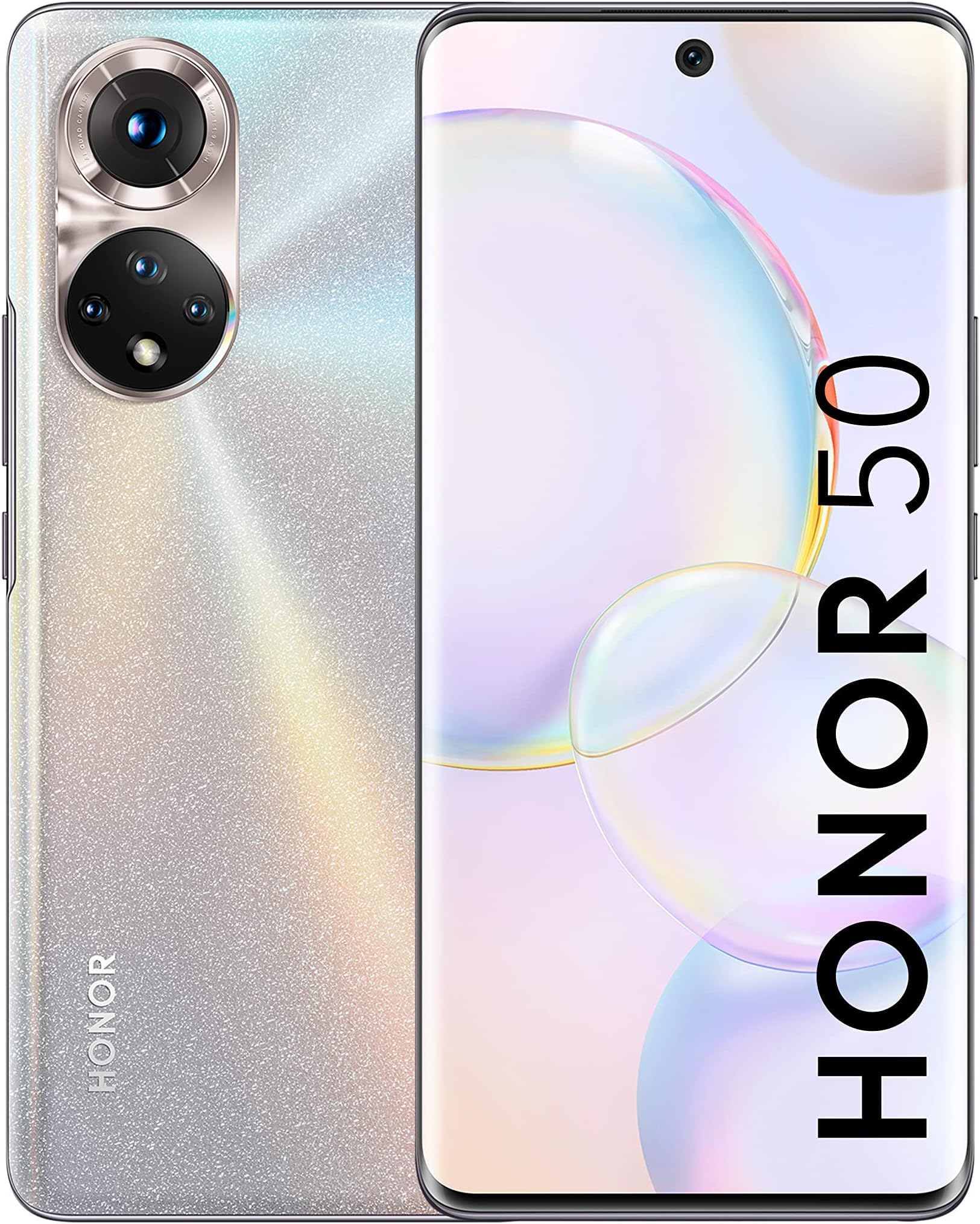 HONOR 50 Mobile Phone 5G SIM Free Unlocked 8 + 256 GB Smartphone with 108 MP Camera, 120 Hz 6.57 Inch OLED Curved Screen, Snapdragon 778, Battery 4300mAh, Android 11 (2 Year Warranty)