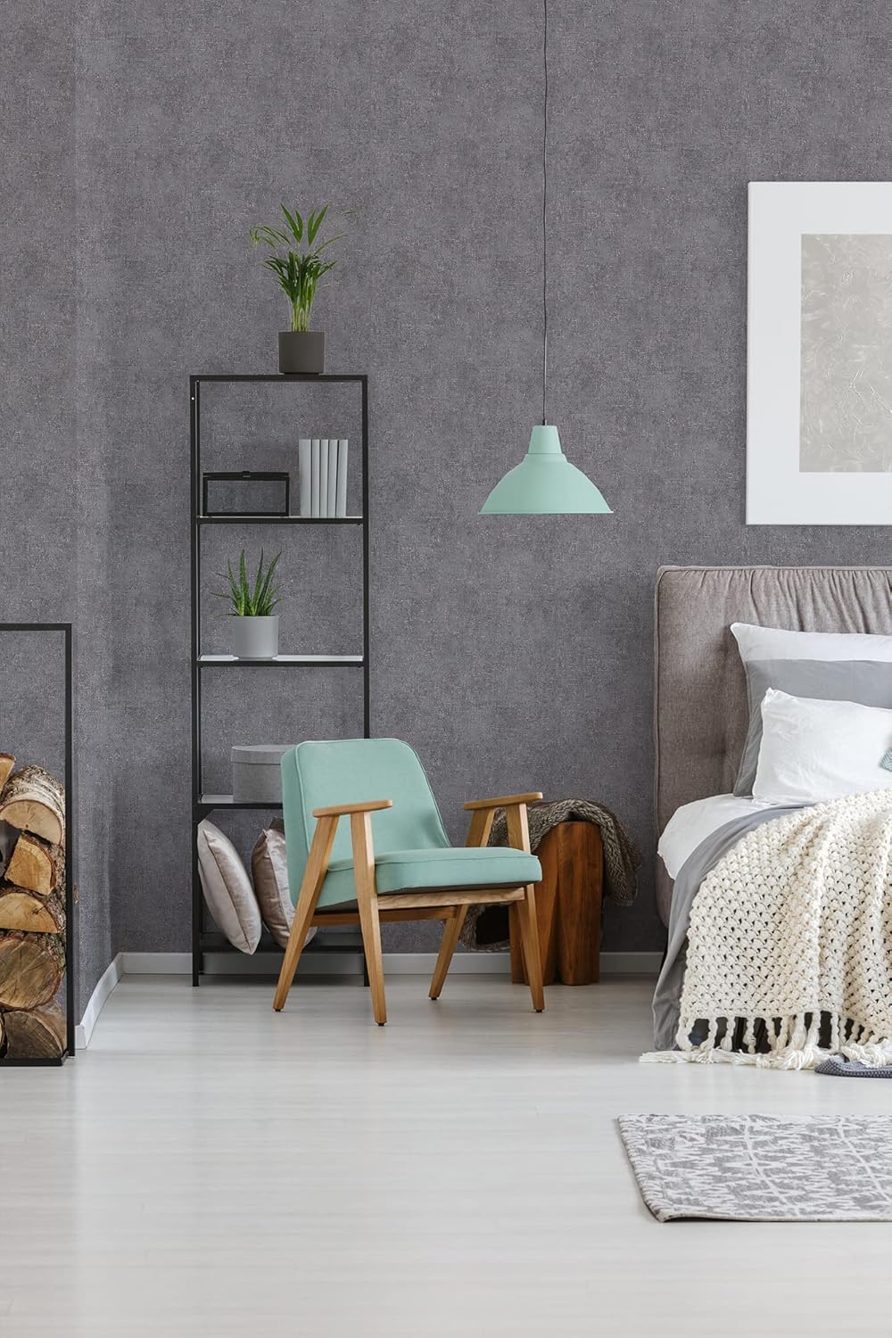 A.S. Création Plain Wallpaper Trendwall Non-Woven 10.05 m x 0.53 m Grey Made in Germany 380891 38089-1